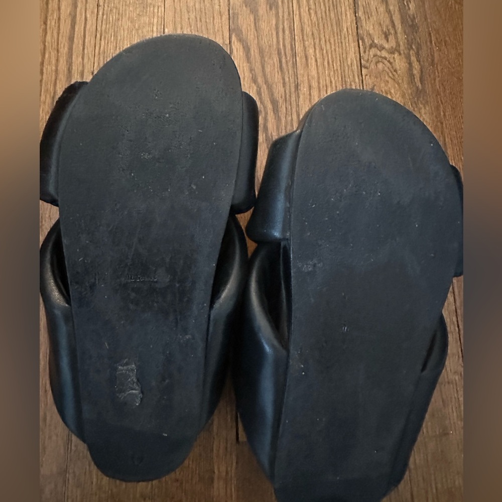 Jil Sander Black Leather Crisscross Slide Sandals - Picture 5 of 7